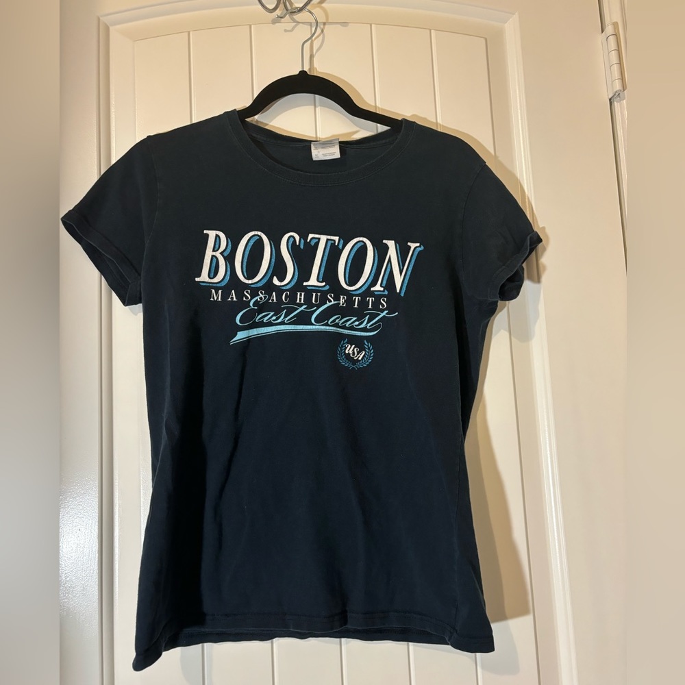 blue boston mass. shirt